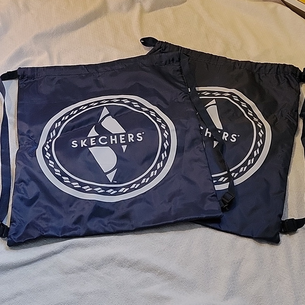 Skechers Set of 2 Navy Blue Drawstring Backpacks Mint Condition
